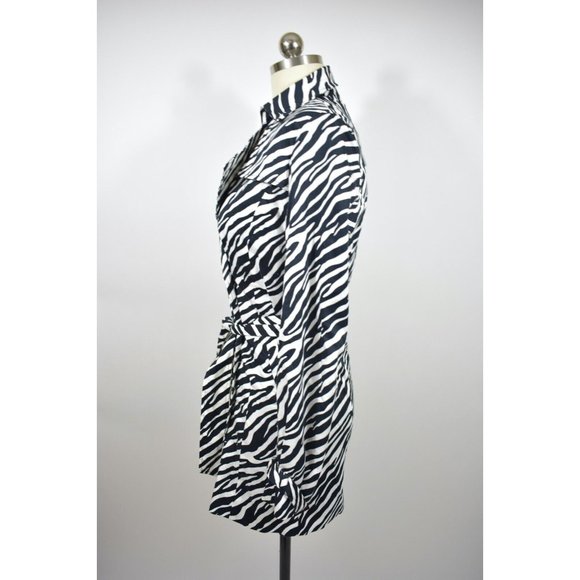 Vertigo Paris Womens Coat Jacket Trench XS Black White Zebra Animal Print Mid - Picture 3 of 11